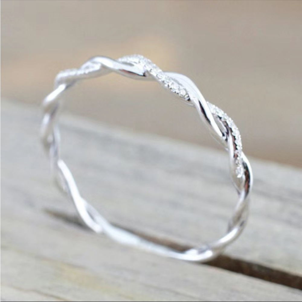 Silver Delicate Twisted Eternity Band Ring